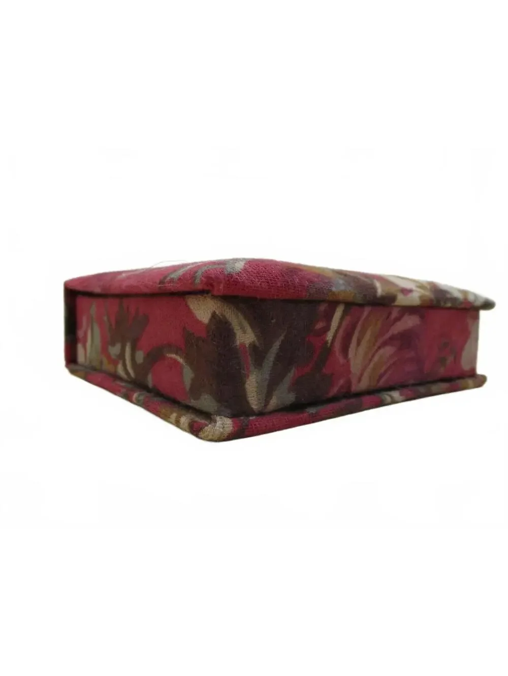 Vintage Floral Fabric Covered Jewelry Box Padded Hinged Keepsake Storage Case